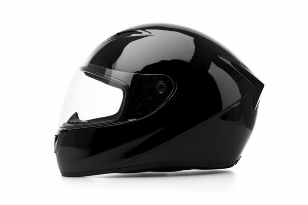 Casco nero lucido isolato su bianco