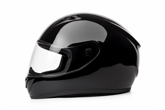 Casco nero lucido isolato su bianco