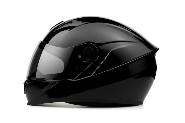 Casco nero lucido isolato su bianco