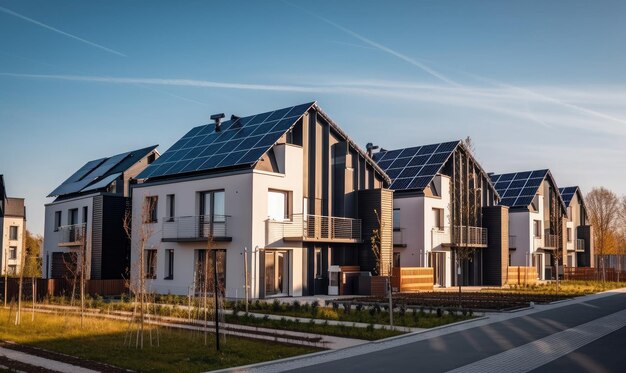 Case con pannelli solari sul tetto generativa AI