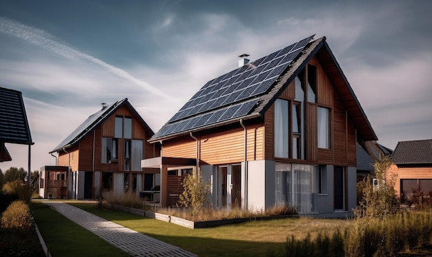 Case con pannelli solari sul tetto generativa AI