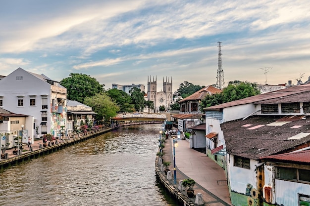 Case in stile cinese tradizionale nella città storica Malesia di Malacca