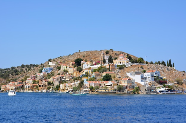 Case multicolori tradizionali dell'isola di Symi, Rodi