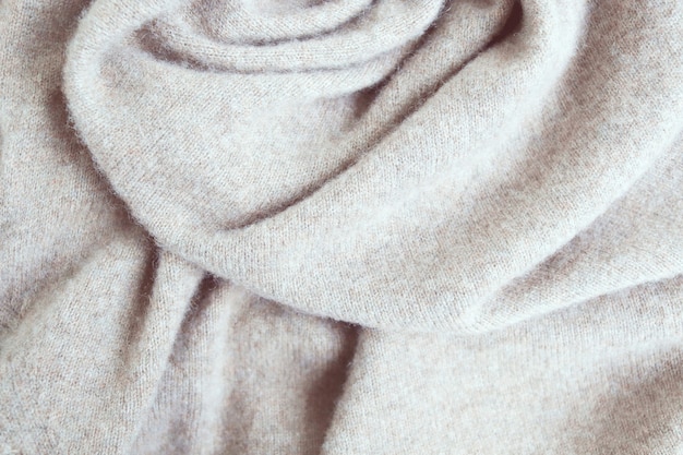 Cashmere texture lana naturale drappeggiato vista dall'alto concetto di comfort invernale e autunnale