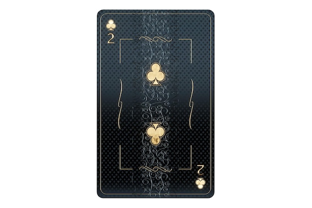 Casino concept club deuce carte da gioco design nero e oro su sfondo bianco gioco d'azzardo stile di lusso poker blackjack baccarat rendering 3D illustrazione 3D