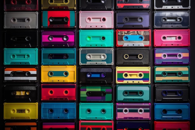 Cassette a nastro colorate Media stereo Generare Ai