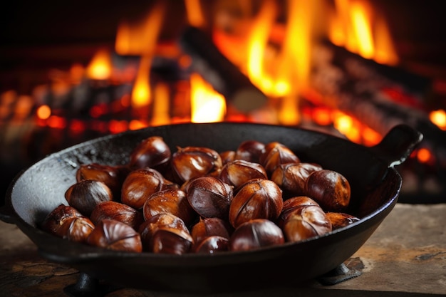 Castagne arrostite sul fuoco