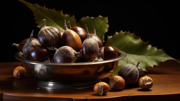 castagne sulla tavola