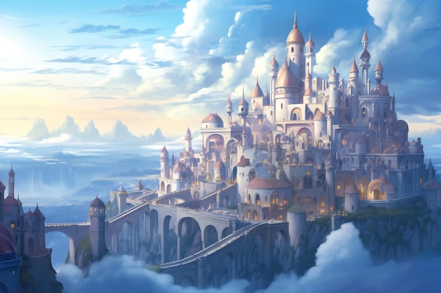 Castello di fantasia nelle nuvole