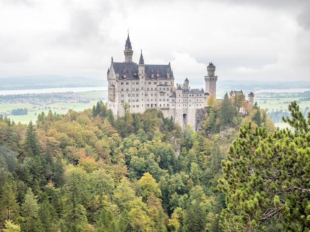 Castello di Neuschwanstein sotto il cielo nuvoloso