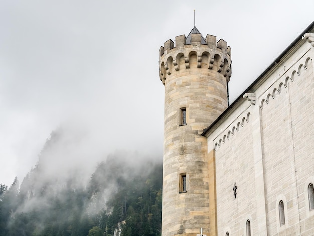 Castello di Neuschwanstein sotto il cielo nuvoloso