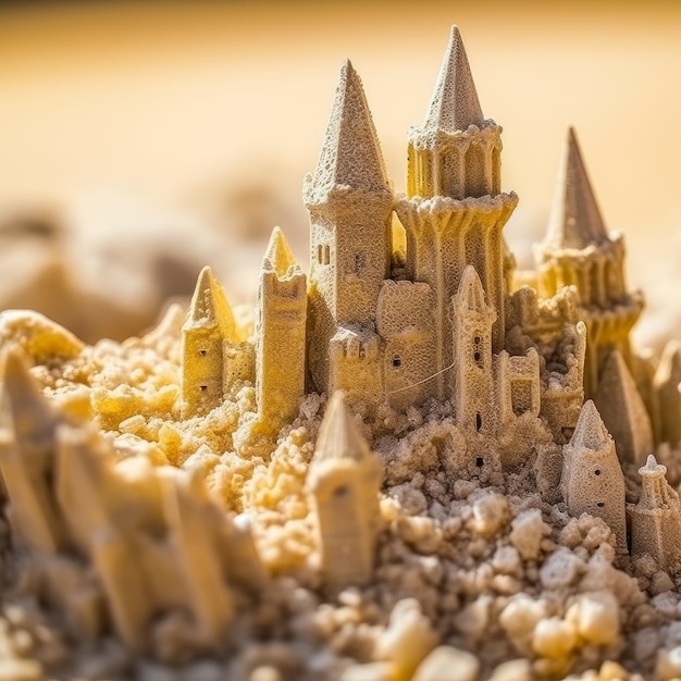 Castello di sabbia dettagliato su una spiaggia