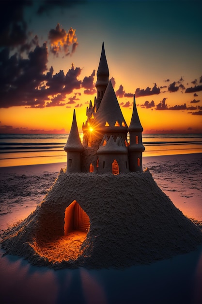 Castello di sabbia sulla spiaggia delle Maldive