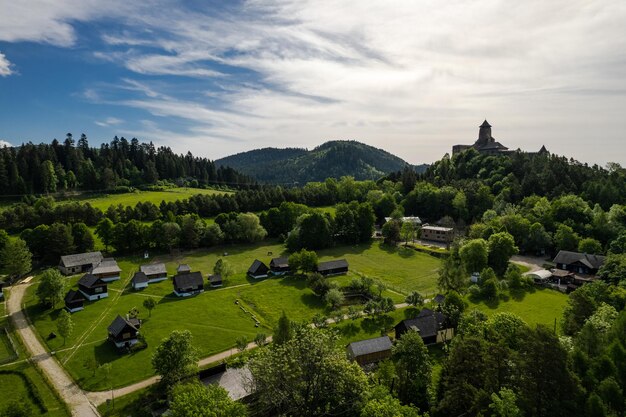 Castello di Stara Lubovna in Slovacchia Vista aerea del drone