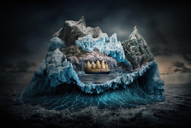 Castello fortezza nell'iceberg
