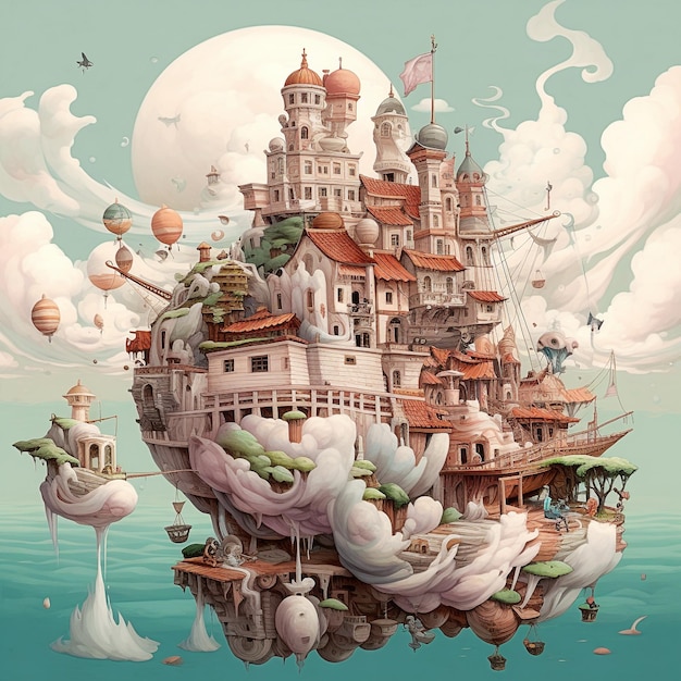 Castello in Fantasy Land Illustrazione AI generata