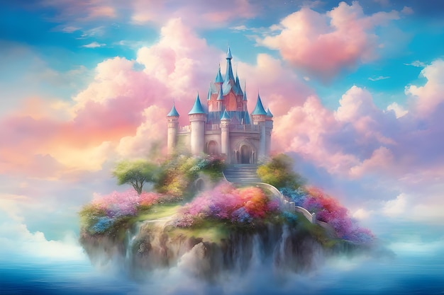 castello magico e fantasy nel mondo dei sogni rosa