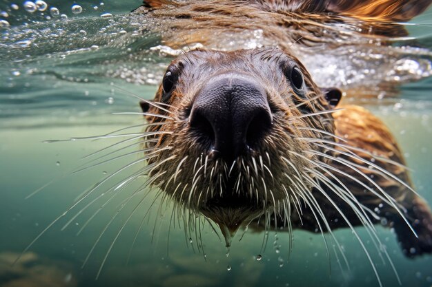 Castoro nel primo piano dell'acqua