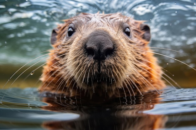 Castoro nel primo piano dell'acqua