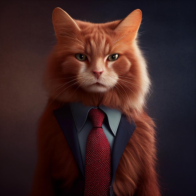 Cat in a Business Suit Uomo d'affari animale Pet Boss Generative AI Illustration