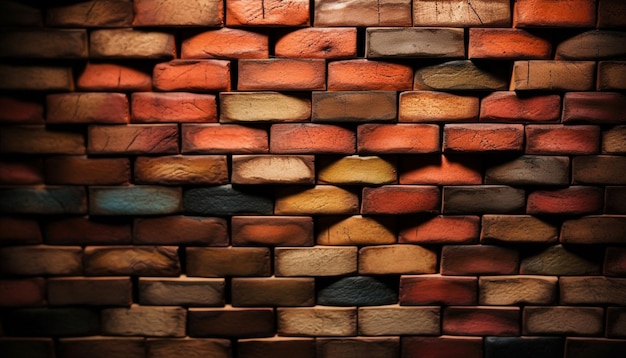Catasta di legna rustica accatastata contro il vecchio muro di mattoni generato dall'intelligenza artificiale