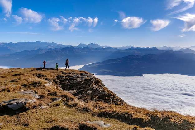 Catena montuosa delle Alpi svizzere vista dal picco Chaserrugg Toggenburg Svizzera