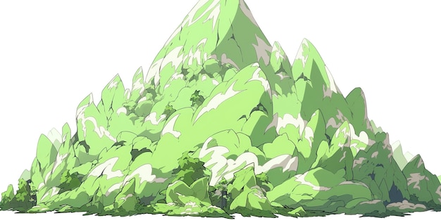 Catene montuose verdi su sfondo bianco AI Generative