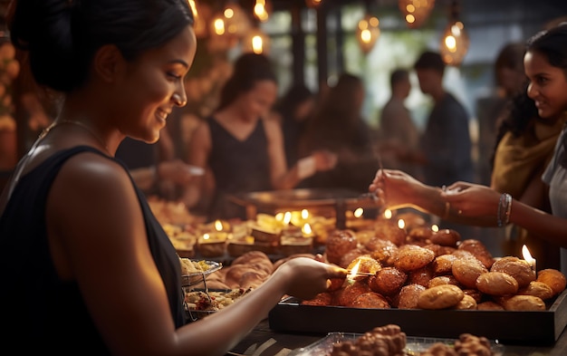 Catering per gruppi di persone cibo a buffet al chiuso in ristorante