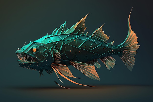 Catfish geomatrick lowpoly mud illustartion ai arte generata