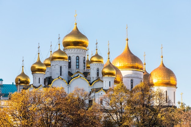 Cattedrale dell'Annunciazione Blagoveshchensky vista delle cupole della Chiesa a Mosca