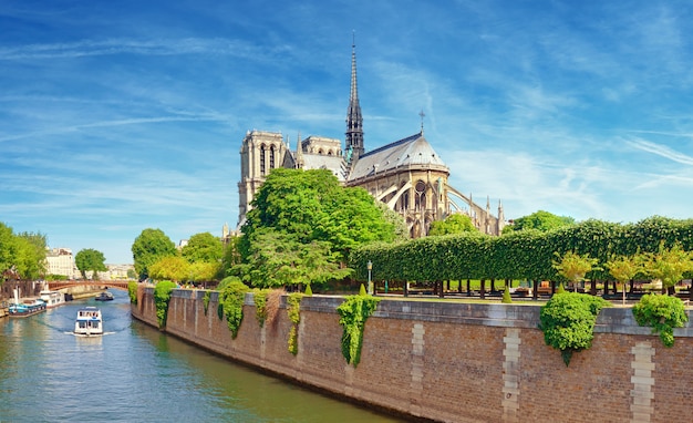 Cattedrale di Notre Dame a Parigi dal vicino ponte