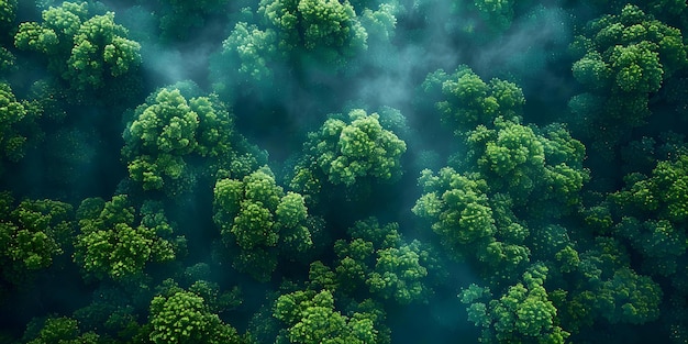 Cattura di CO vista dall'alto di una densa foresta di mangrovie che promuove la neutralità delle emissioni di carbonio e l'ambiente sostenibile Concept Conservation Mangrove Carbon Neutrality Sustainable Environment