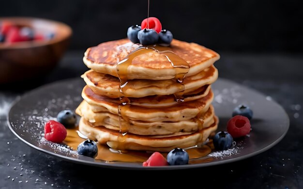 Cattura l'essenza dei pancake in un'affascinante foto di cibo