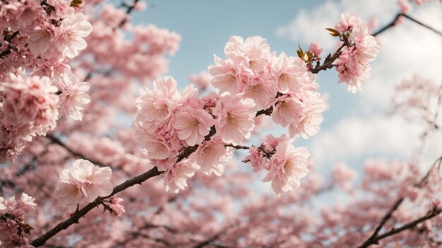 Cattura l'essenza della primavera con una splendida foto di un albero di ciliegio giapponese sullo sfondo naturale