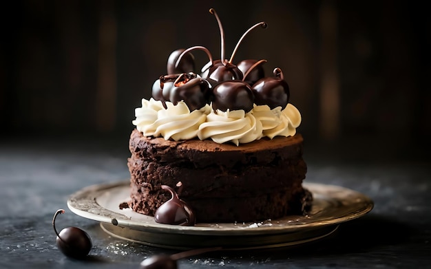 Cattura l'essenza della Torta della Foresta Nera in uno scatto fotografico appetitoso