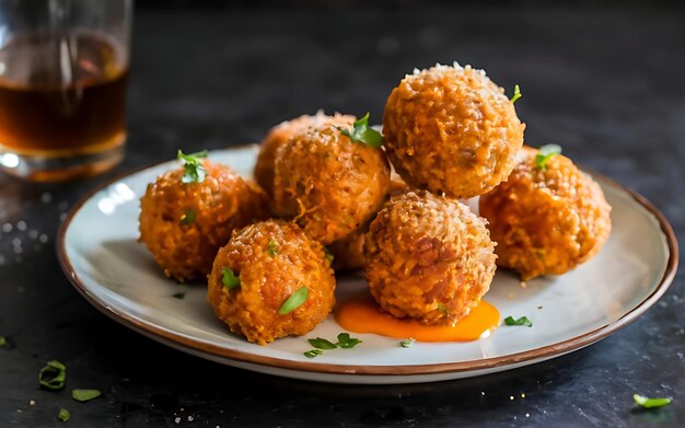 Cattura l'essenza di Arancini Al Ragu in un'affascinante ripresa fotografica di cibo