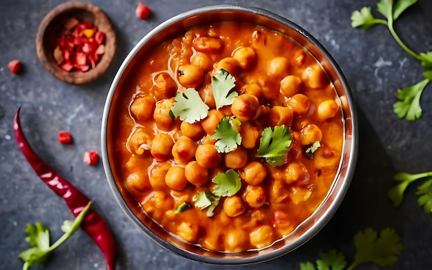 Cattura l'essenza di Chana Masala in una foto di cibo appetitoso