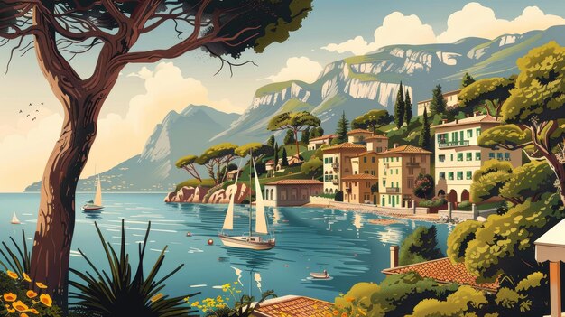 Cattura la magia di un'estate italiana con questa splendida illustrazione generata dall'AI