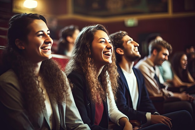 Cattura schietta una fila di studenti radiosi