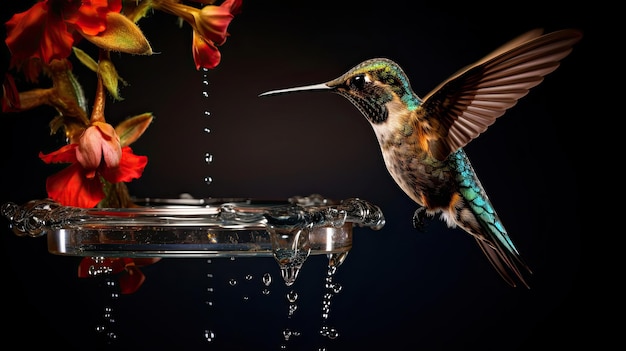 Cattura sorprendentemente dettagliata di un colibrì in un alimentatore