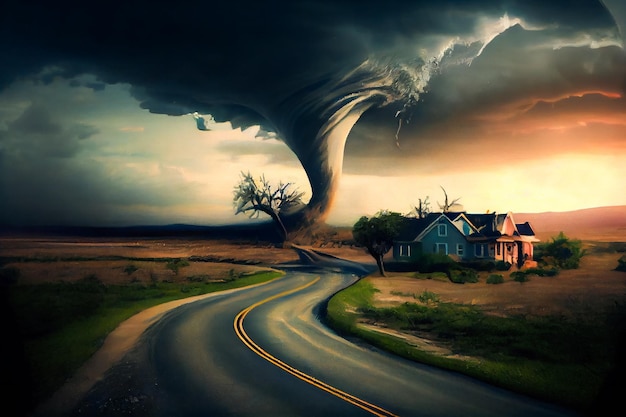 Catturare il momento di un tornado catastrofico Il potere della natura Generative AIxA