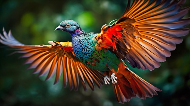 Catturare il movimento elegante e i colori vibranti di un uccello esotico durante il volo