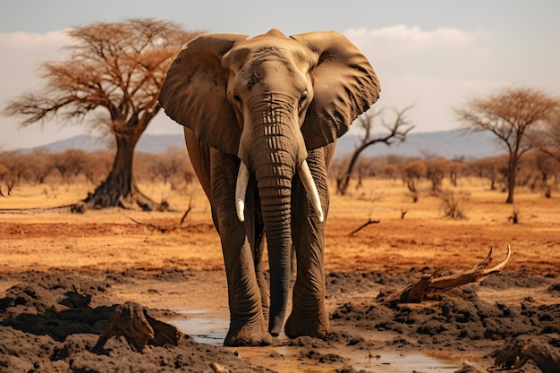 Catturare l'elefante meraviglioso della fauna selvatica nella terra della savana
