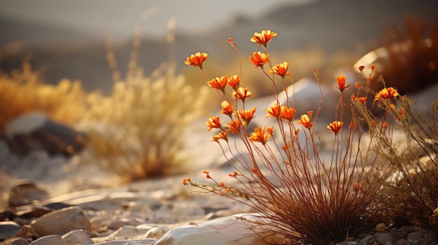 Catturare la bellezza dei fiori d'arancia del deserto nello stile di Mandy Disher