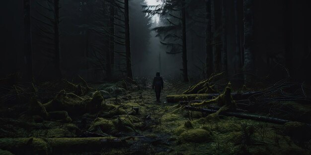 Catturare la bellezza della natura in una foresta eccitazione e meraviglia Moody e oscuro cinematografico