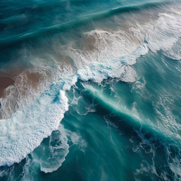 Catturare la bellezza serena delle onde marine da una vista aerea che mostra lo splendore della natura creato con la tecnologia Generative AI
