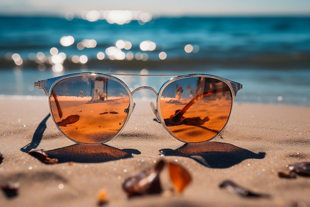 Catturare la serenità delle vibrazioni della spiaggia baciata dal sole attraverso varie sfumature Generative Ai