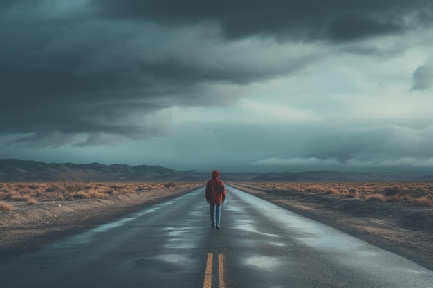 Catturare la solitudine Una foto sorprendente di una figura solitaria sulla strada AR 32