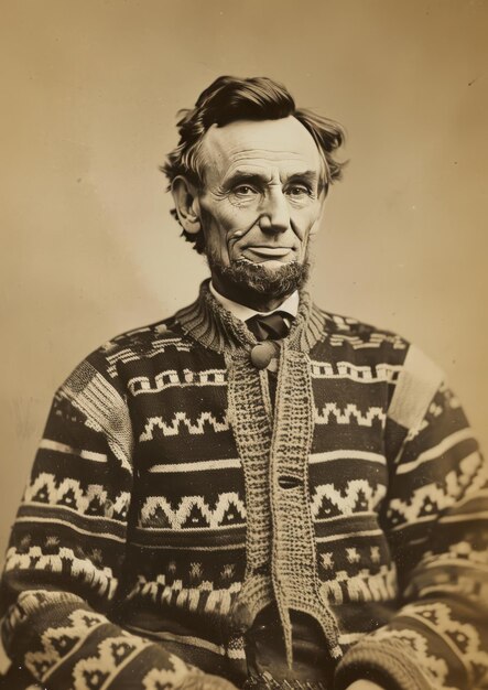 Catturare la storia in abiti divertenti Abraham Lincoln in un brutto maglione vintage