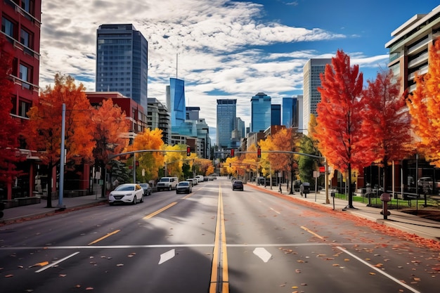Catturare la vibrante bellezza autunnale del centro di Calgary Alberta Canada il 27 settembre 2017 A Visual